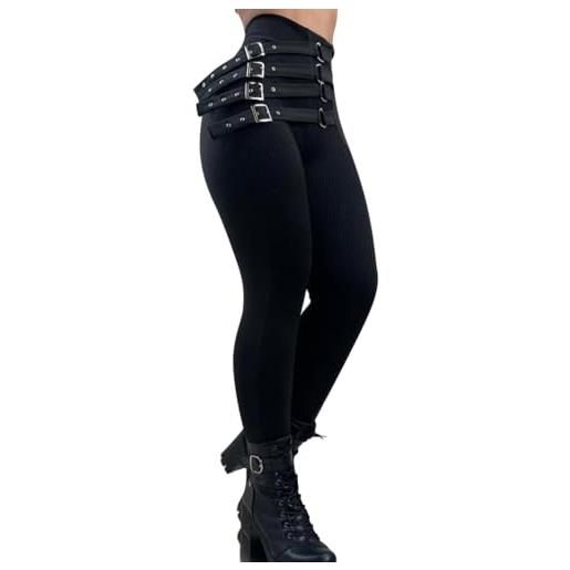 shownicer donna leggings sportivi elastico pantalone a vita alta pantaloni lunghi sexy skinny pants con retina in pizzo legging a nero9 m