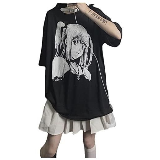 Vagbalena t-shirt da donna estetica delle donne allentate t-shirt punk grunge scuro streetwear signore gothic top t-shirt harajuku vestiti (nero, xl)