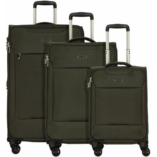 Worldpack set di valigie victoria a 4 ruote, 3 pezzi, con ripiegamento elastico verde