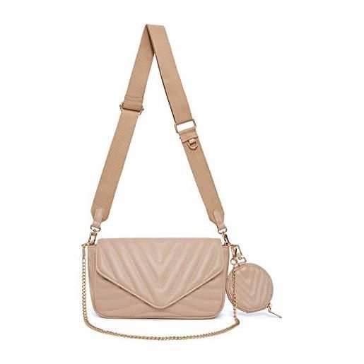 ANT EXPEDITION piccola borsa a tracolla trapuntata per donna elegante borsa e borse di design con portamonete inclusa borsa di 2 dimensioni, cachi, small