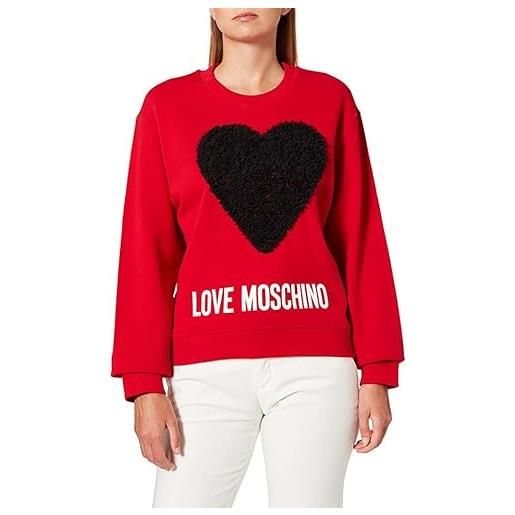 Love Moschino round neck personalised with maxi brand embroidery and matching fabric. Maglia di tuta, rosso nero, 44 donna