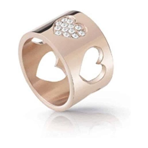 GUESS anello donna jawellery jamila ubr85011 acciaio placcato oro rosa cuore traforato combinato, única, metallo non prezioso, nessuna pietra preziosa