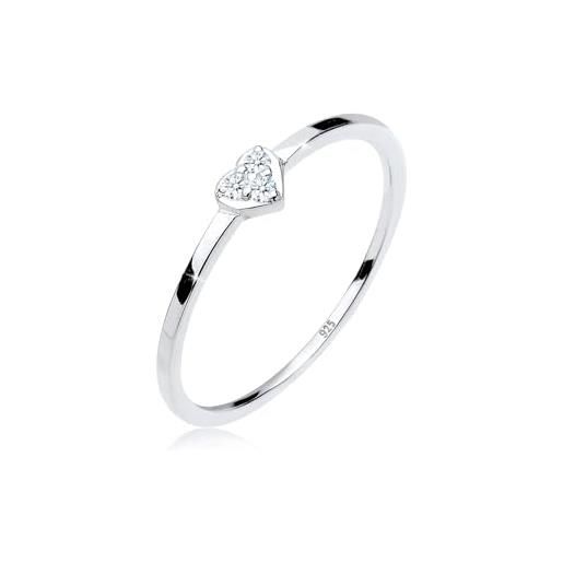 DIAMORE elli diamonds anello donne simbolo del cuore classico con diamante (0,06 ct. ) in argento sterling 925