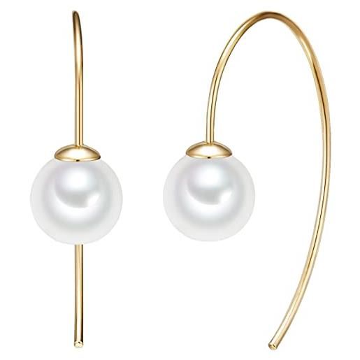 Lulu and Jane luluandjane - orecchini da donna in ottone con perla di conchiglia, ottone