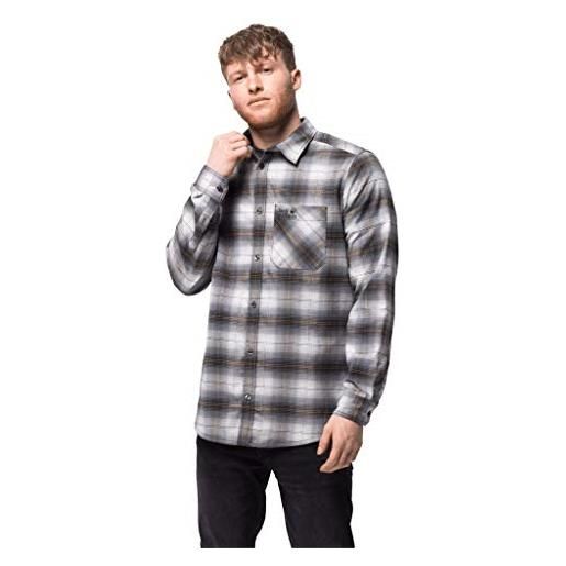 Jack Wolfskin - camicia da uomo light valley, a quadri, taglia l, colore: grigio