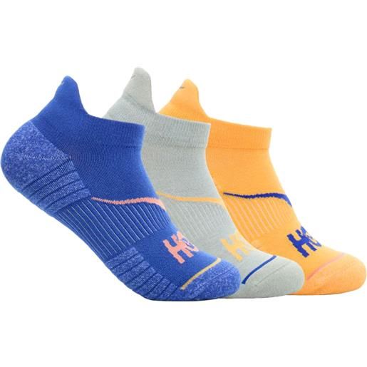 Hoka - confezione da 3 paia di calzini bassi - no-show run 3-pack socks sherbet/limestone/dazzing blue per uomo - taglia l, xl