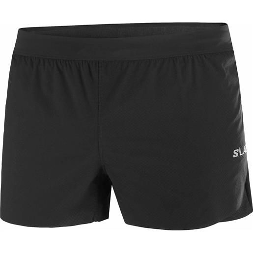Salomon - shorts leggeri e traspiranti - s/lab speed split short 3" m deep black/fiery red per uomo in pelle - taglia s, m, l, xl - nero