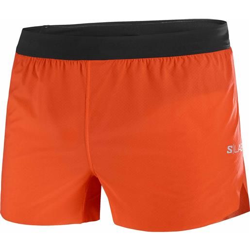 Salomon - shorts leggeri e traspiranti - s/lab speed split short 3" m fiery red/deep black per uomo in pelle - taglia s, m, l, xl - rosso