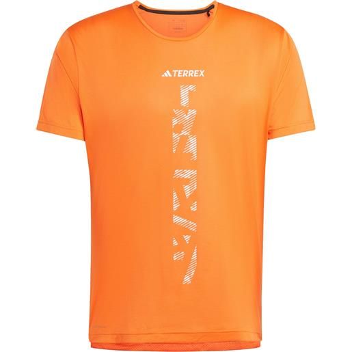 Adidas - t-shirt da trail/running - agravic shirt m seimor/white per uomo - taglia s, m, l, xl - arancione