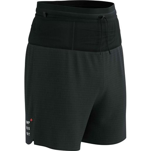 Compressport - shorts da trail - trail racing overshort m black per uomo in pelle - taglia l - nero