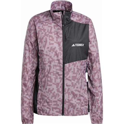 Adidas - giacca a vento da trail/running da donna - trail wind jacket w quicri/prlofi per donne in pelle - taglia xs, s, m, l - bordeaux