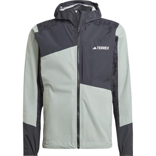 Adidas - giacca da trekking - xperior hybrid rain jacket m silgrn/black per uomo in pelle - taglia s, m, l, xl - verde