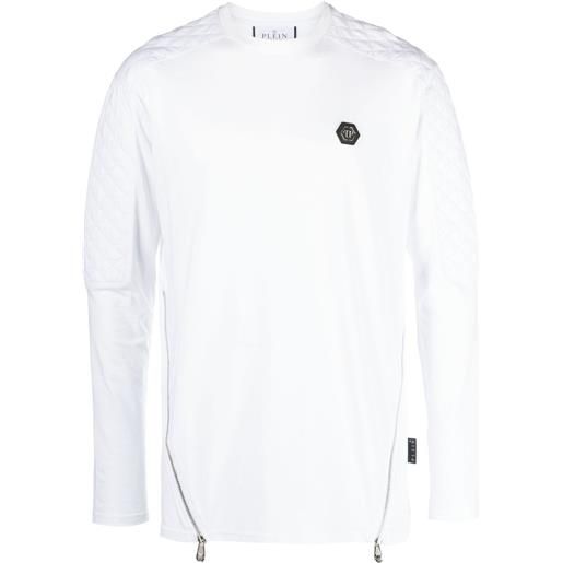 Philipp Plein t-shirt a maniche lunghe con stampa - bianco