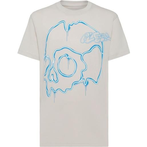 Philipp Plein t-shirt dripping skull con stampa - toni neutri
