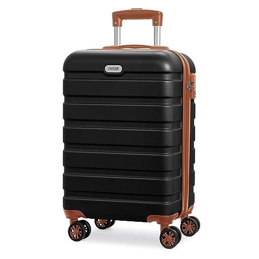 AnyZip valigia bagaglio a mano pc abs rigida e leggero con chiusura tsa e 4 ruote doppie girevol (nero-marrone, m)