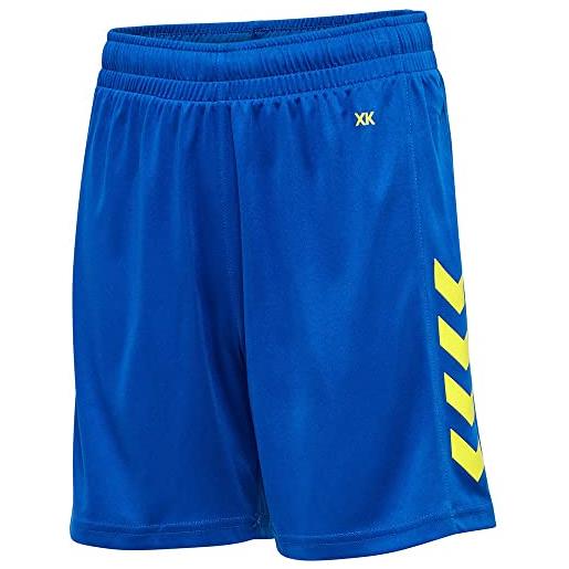hummel hmlcore xk poly shorts kids - pantaloncini bambini unisex, true blue/blazing yellow, 128 -