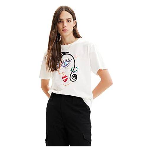 Desigual ts_face 1000 t-shirt, bianco, xl donna