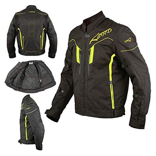 A-Pro giacca moto tessuto sport protezioni ventilata ce alta visibilità fluo xl
