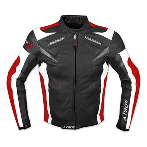 A-Pro moto giacca pelle motociclismo sport gilet estraibile protezioni ce rosso s