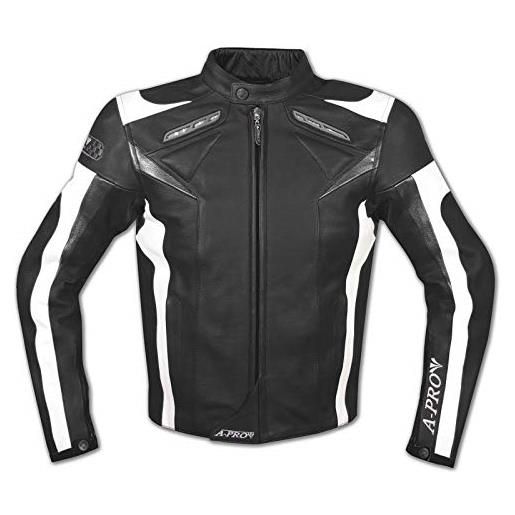 A-Pro moto giacca pelle motociclismo sport gilet estraibile protezioni ce nero m