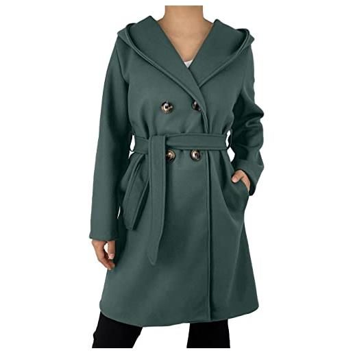 JOPHY & CO. cappotto doppiopetto donna invernale con tasche e bottoni (cod. 6557 & 6595) (verde bottiglia/1 (cod. 6595), s)