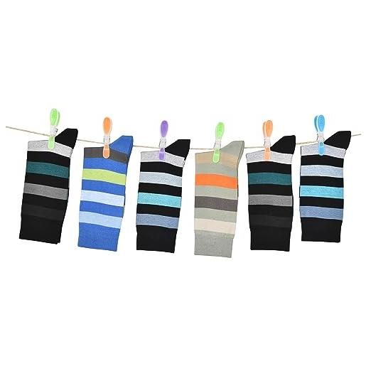 Intocco 6 paia calze da uomo estive colorate con fantasia in filo di scozia - cotone elasticizzato - made in italy - resistenti - lunghe e corte (39/42, gamepad basso)
