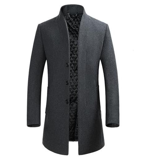 MEGXON cappotto invernale uomo caldo soprabito misto lana trapuntato foderato lavoro capispalla termico antivento vestibilità regolare (color: grayy, size: m)