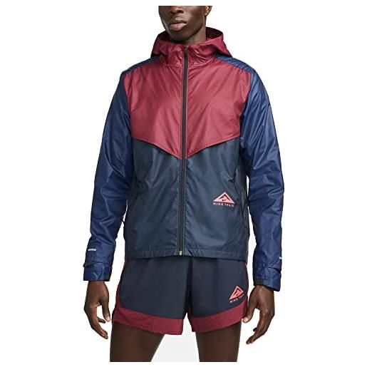 Nike windrunner - giacca da trail running da uomo, barbabietola scuro/ossidiana scuro/blu navy/rosso fusione, large
