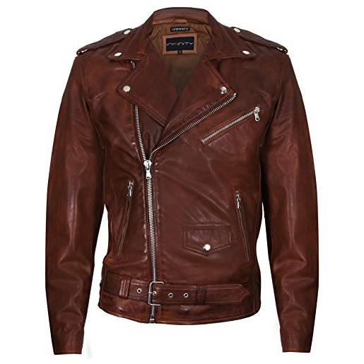 Infinity Leather giubbotto da motociclista in pelle marrone brando uomo 2xl