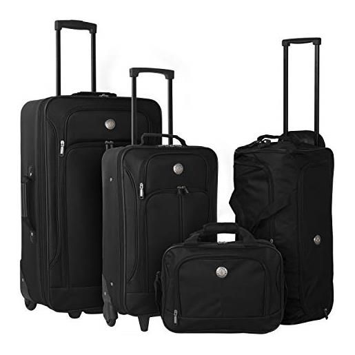 Travelers Club genova - set di valigie verticali softside, 4 pezzi, nero, 4-piece set, genova - set di 4 valigie verticali softside