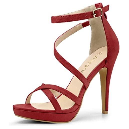 Allegra K sandali da donna con tacco a spillo e plateau, rosso, 39.5 eu