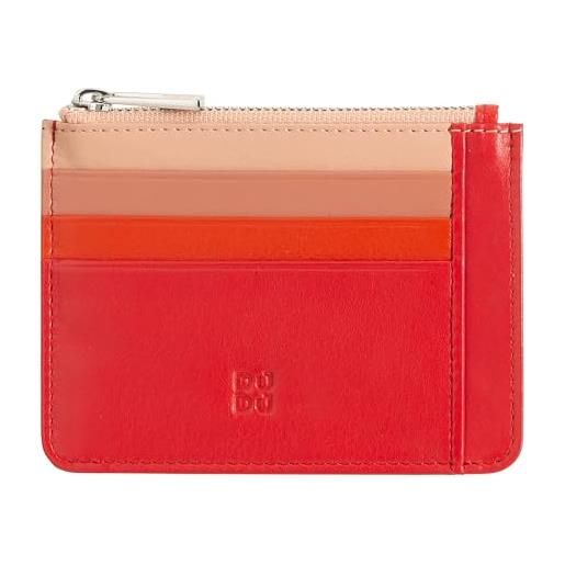 Dudu bustina porta carte di credito in vera pelle colorata portafogli con zip rosso fiamma