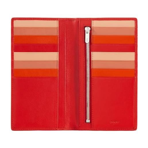 Dudu portafoglio donna anti rfid in pelle colorato grande con 16 tasche porta carte di credito tessere rosso fiamma