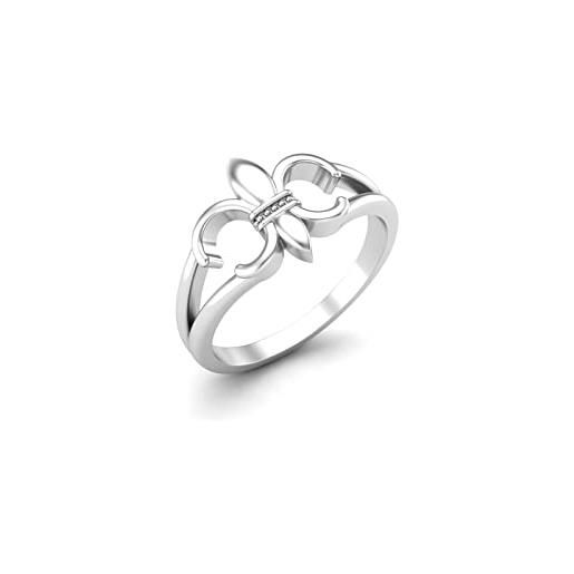 MOONEYE anello fleur de lis in argento sterling 925 anello santi anello fiore di giglio francese (argento sterling, 14)