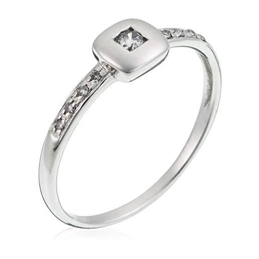 Orphelia anello da donna in oro bianco 750 rodiato con diamante (0,1 ct) bianco taglio rotondo - rd-33349, diamante, 