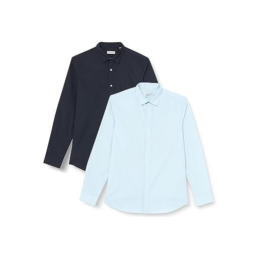 JACK & JONES jjjoe shirt ls 2 pack mp, camicia, cashmere blue/pack: cashmere blue + navy blazer, l uomo