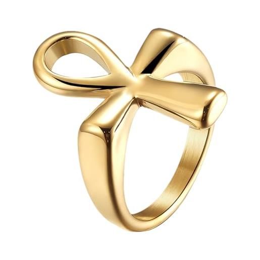 OIDEA ankh croce unisex: anelli oro nero acciaio inox croce antico egitto per uomo e donna ipoallergenico antiallergico amuleto gioielli, #10(62mm)=es22, acciaio inossidabile, non applicabile. 