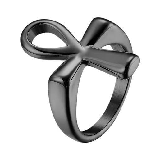 OIDEA ankh croce unisex: anelli oro nero acciaio inox croce antico egitto per uomo e donna ipoallergenico antiallergico amuleto gioielli, #8(57mm)=es17, acciaio inossidabile, non applicabile. 