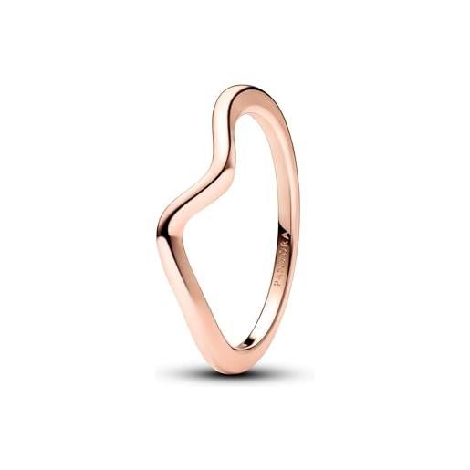 Pandora timeless anello ondulato placcato in oro rosa 14k, 50