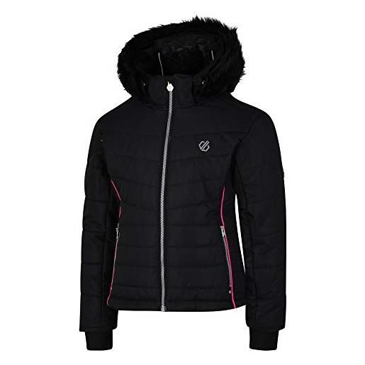 Regatta dare 2b predate waterproof & breathable high loft insulated quilted silhouette ski & snowboard jacket with detachable faux fur hood and snowskirt, giacca impermeabile, isolante ragazza, nero, 5-6