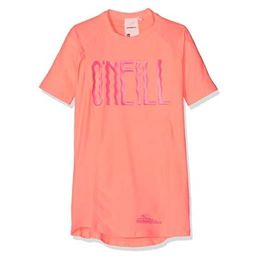 O'neill pg logo short sleeve skins-2511 neon peach-14, magliette tecniche bambina, pesca fluo, 14