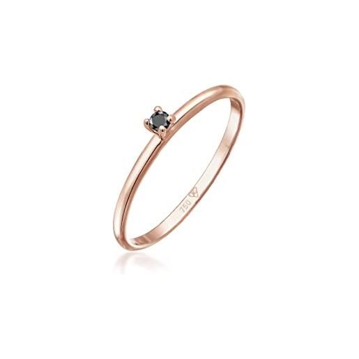 DIAMORE elli diamonds anello donne solitario nero con diamante (0.015 ct) in oro rosa 750