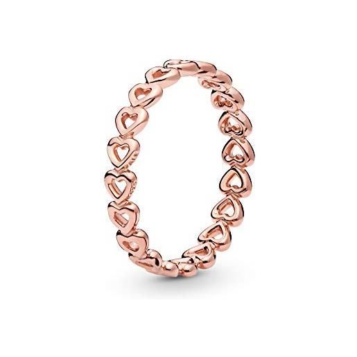 Pandora anello con fascia di cuori placcato in oro rosa 14k, 48