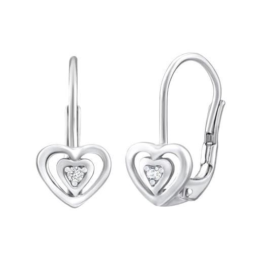 SILVEGO orecchini heart-shaped silver earrings with swarovski zirconi SILVEGO70536z ssl3666 marca, estándar, metallo non prezioso, nessuna pietra preziosa