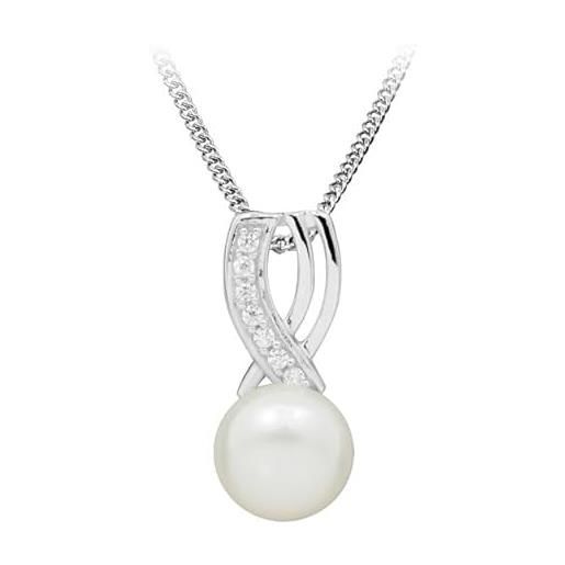 Silver Cat collana fine necklace with pearl and zircons sc397 ssc0379 marca, estándar, metallo, nessuna pietra preziosa