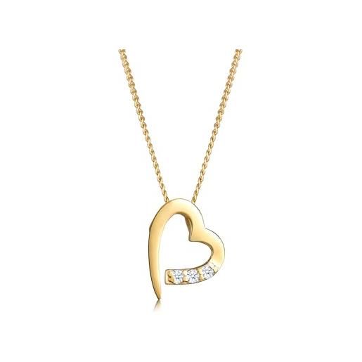 DIAMORE elli diamonds collana donne ciondolo cuore con diamanti (0,04 ct. ) in oro giallo 585