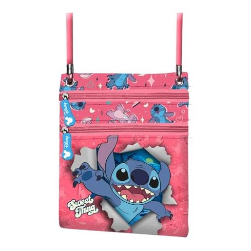 Disney lilo e stitch thing-borsa a tracolla action verticale, rosa, 15,5 x 18 cm