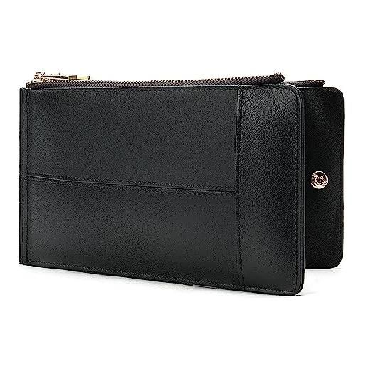 Generic portafoglio da uomo lungo, portafoglio in vera pelle personalizzato borsa per cellulare alla moda con pochette di grande capacità