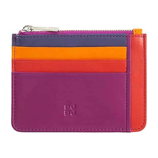 Dudu bustina porta carte di credito in vera pelle colorata portafogli con zip fucsia