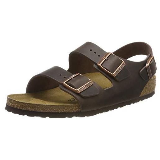 Birkenstock classic milano birko-flor softfootbed - sandali unisex - adulto, nero (black leather upper), 39 (normale)